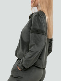 Veliūrinis laisvalaikio kostiumas "Soft dark khaki"