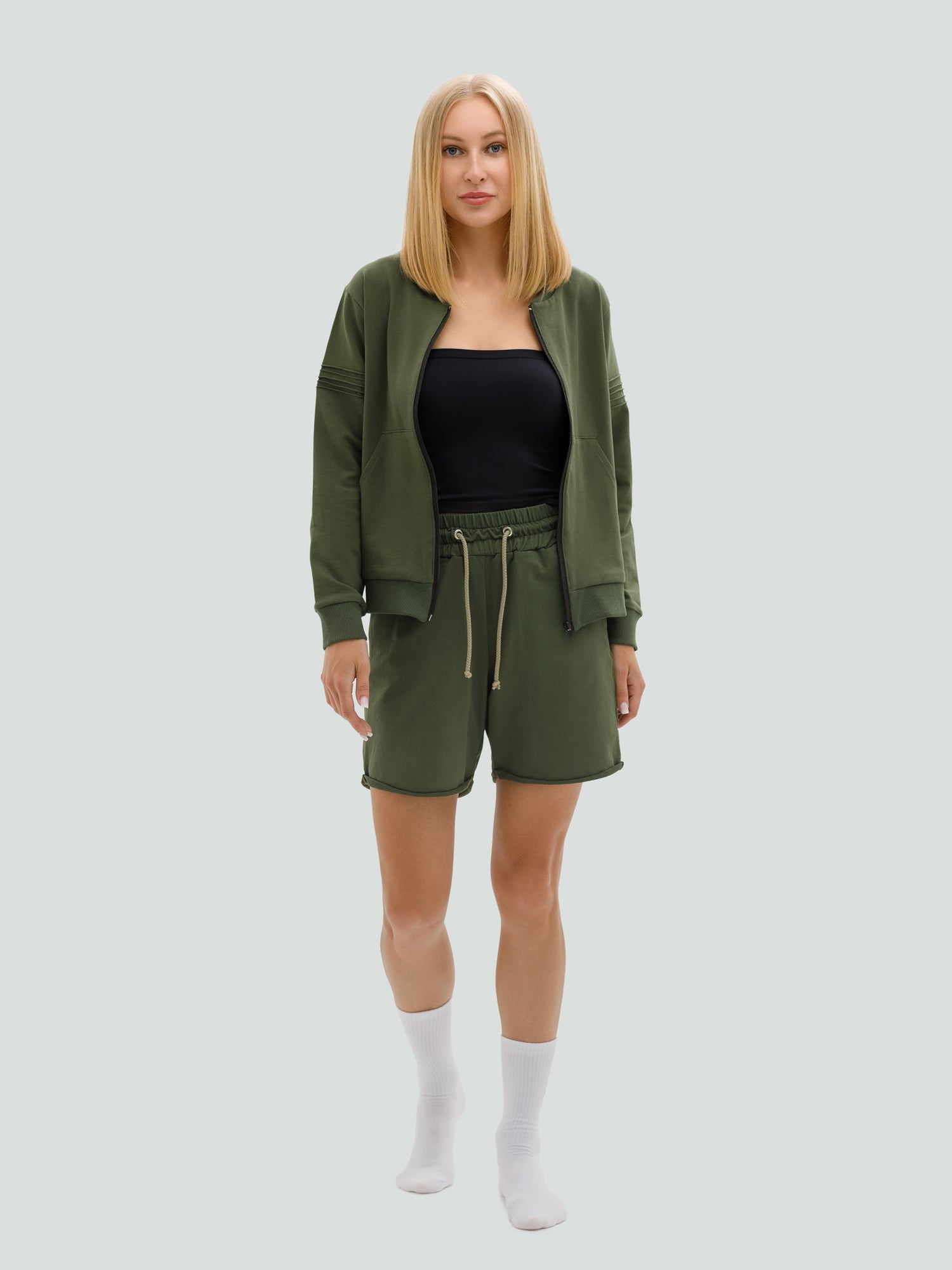 Khaki shorts and sweater set for women "Hot Summer"
