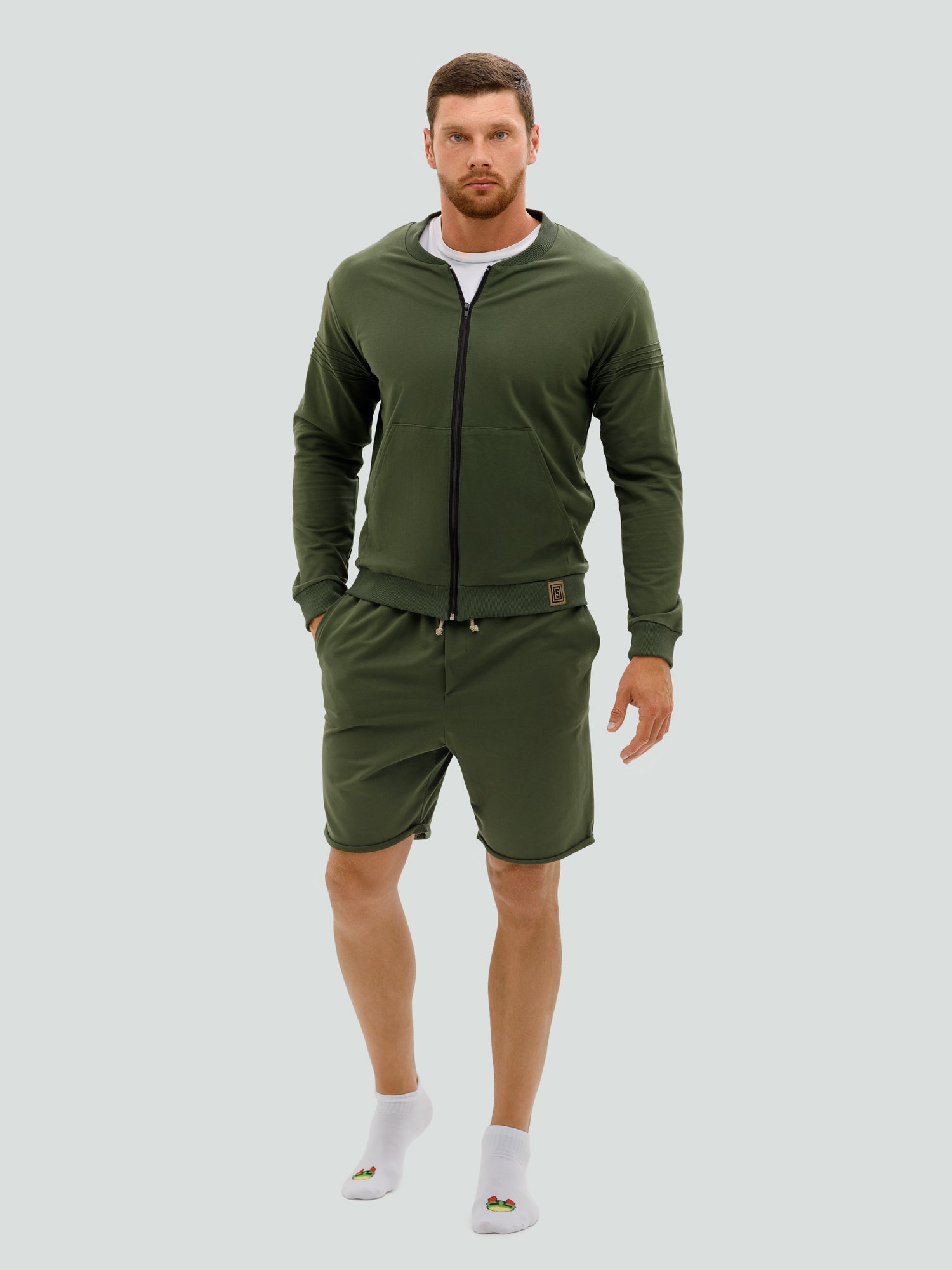 Men's khaki shorts and sweatshirt set "Hot summer" 