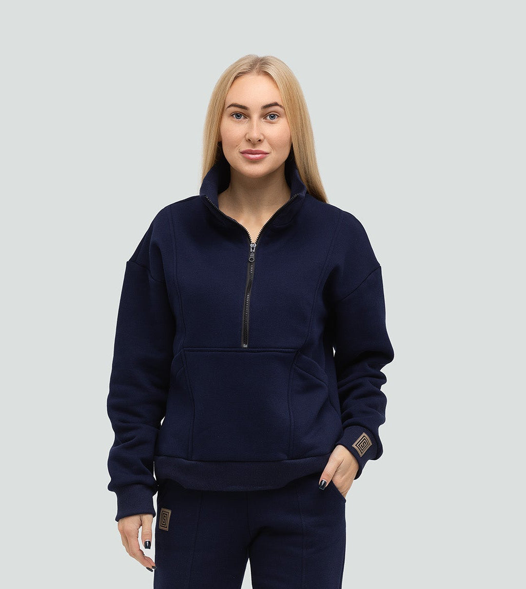 (Copy) Dark blue Tracksuit "Luxury" with fluff 