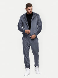 Veliūrinis laisvalaikio kostiumas "Soft blue grey"