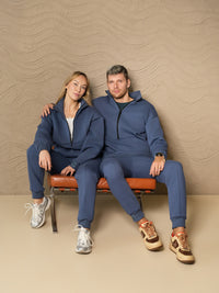 Laisvalaikio kostiumas "Luxury" dusty blue su pūkeliu