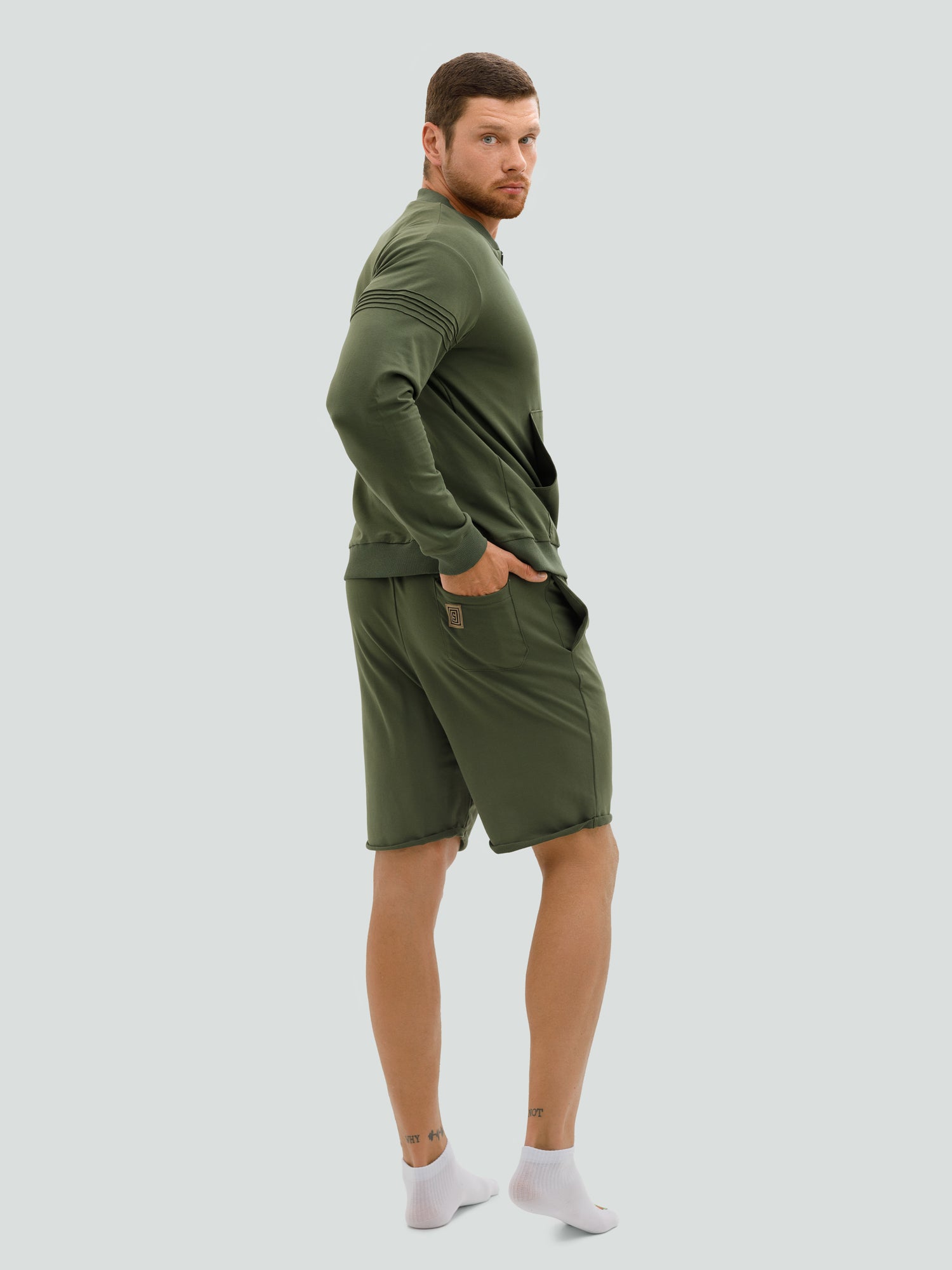 Men's khaki shorts and sweatshirt set "Hot summer" 