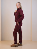 Burgundiškas laisvalaikio kostiumas "Luxury" su pūkeliu