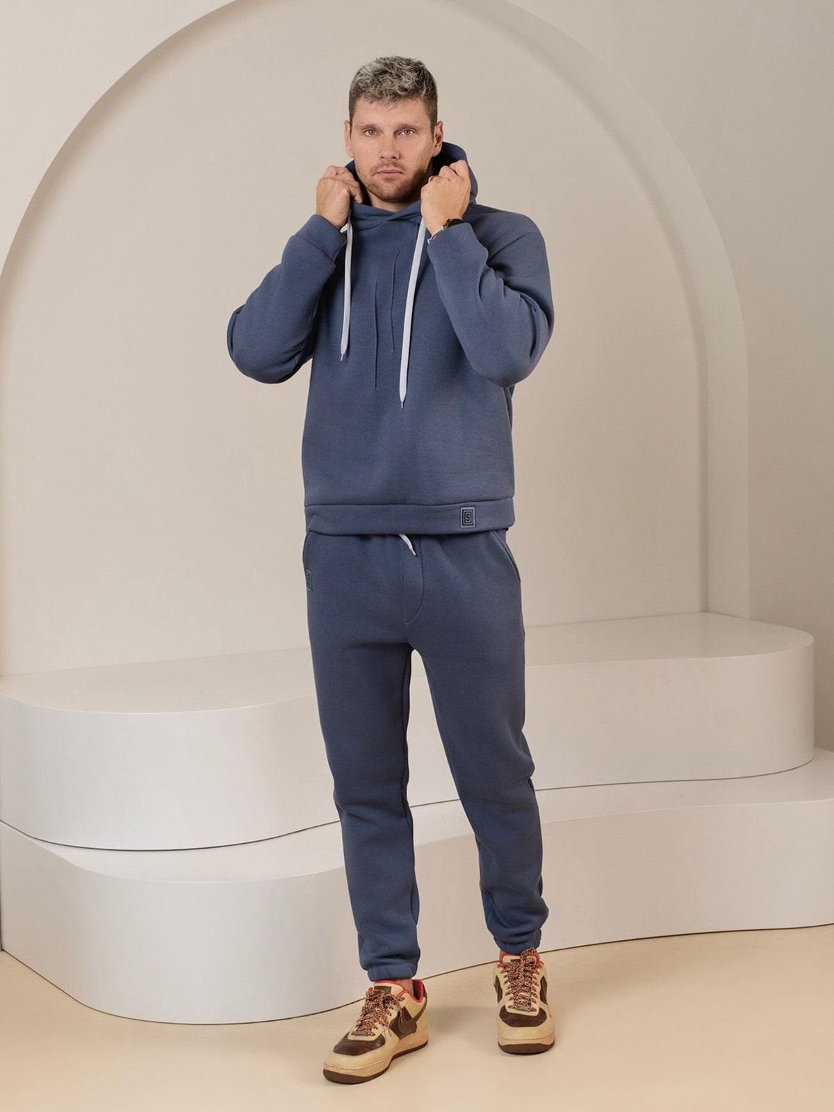 Laisvalaikio kostiumas "Comfort" dusty blue su pūkeliu