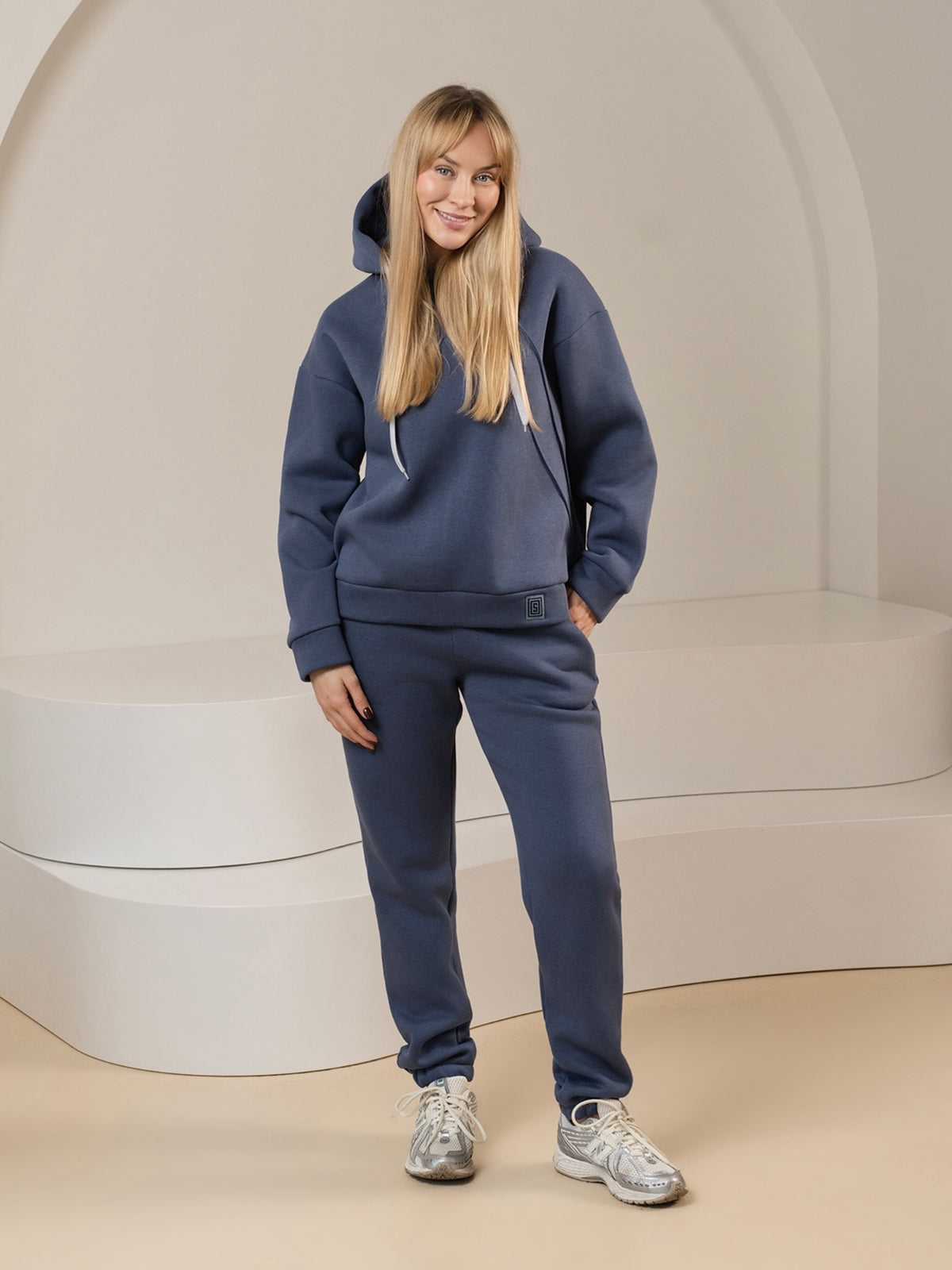 Laisvalaikio kostiumas "Comfort" dusty blue su pūkeliu