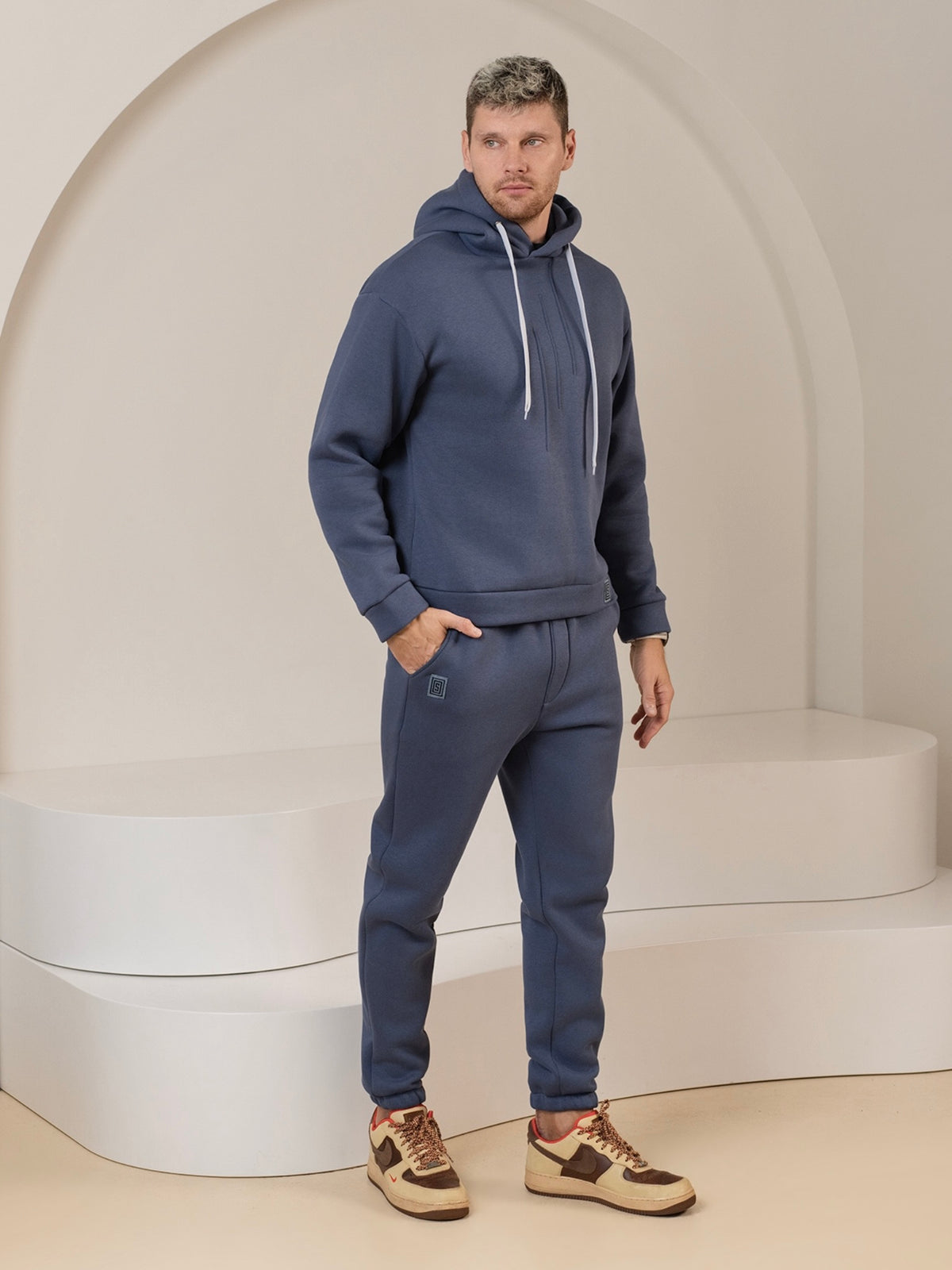 Laisvalaikio kostiumas "Comfort" dusty blue su pūkeliu