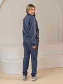 Laisvalaikio kostiumas "Luxury" dusty blue su pūkeliu